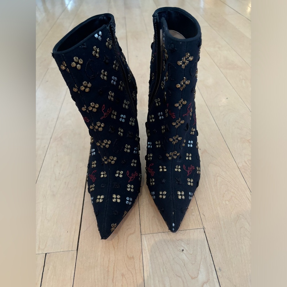 Christian Louboutin Black Heeled Booties, size 38.5